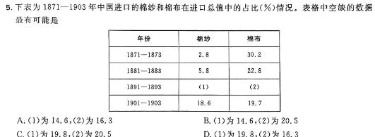 安徽省2024年第二学期七年级4月考试历史