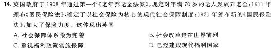 2024届NT普通高等学校招生全国统一考NT精准模拟卷(一)历史