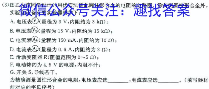 2024届高三先知模拟大联考(4月)物理`