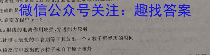 临沂市2022级普通高中学科素养水平监测试卷(2024.7)物理`