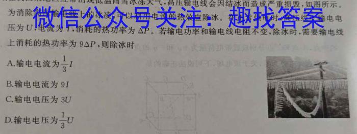 河北省石家庄2024年初中毕业年级教学质量检测物理试卷答案