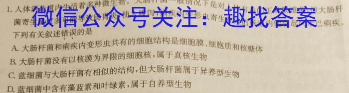 九师联盟 2023-2024学年高一1月联考生物学试题答案