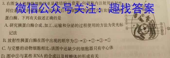 重庆康德2023年秋高一(上)期末联合检测试卷生物学试题答案