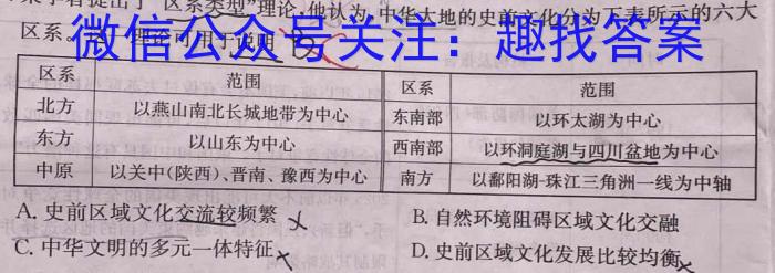 内蒙古2024届高三年级下学期2月联考历史试卷答案