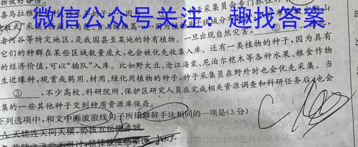 老教材老高考五省联考2023-2024学年高三(三联)语文