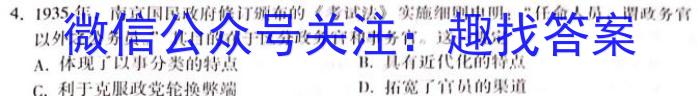 陕西省2024年中考总复习专题训练 SX(二)历史试卷答案