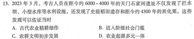 2024届[陕西 内蒙古 青海]高三5月联考(灯泡和大拇指)历史