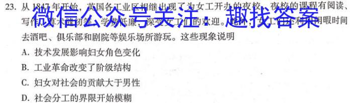 文博志鸿·河南省2023-2024学年九年级第一学期学情分析二B历史试卷答案