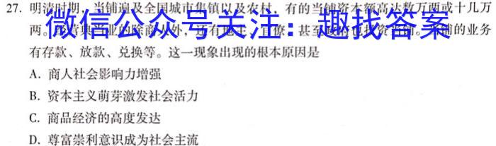 2024年普通高等学校全国统一模拟招生考试新未来高三4月联考历史试卷答案