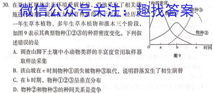 九师联盟·河南省商丘市2023-2024学年高二下学期期中考试（4.27）生物学试题答案