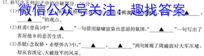 2023-2024学年度第一学期皖北六校期末联考（高二）/语文