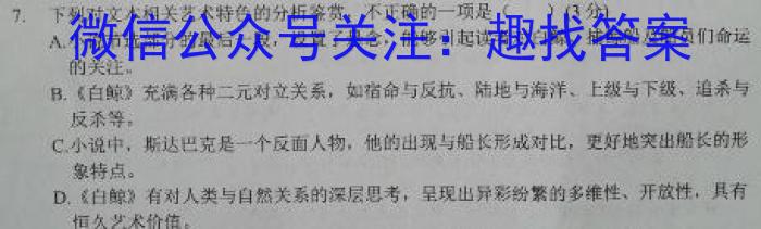 安徽省2024年九年级考前适应性评估(二) 7L语文