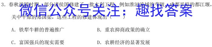 安徽省2023-2024学年高二春季阶段性检测历史试卷答案