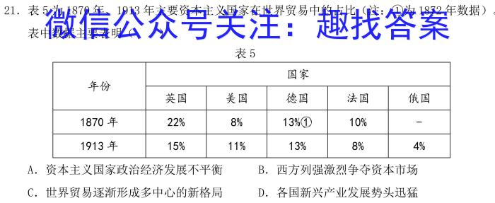 2024年炎德英才大联考长郡中学高三寒假作业检测历史试卷答案