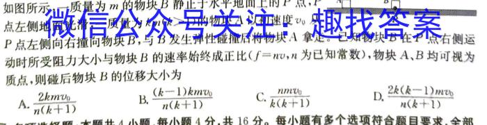 名校计划 2024年河北省中考适应性模拟检测(夺冠二)物理试卷答案