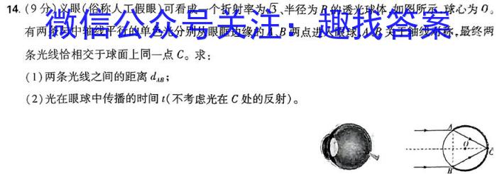 贵州省2023-2024学年度第二学期八年级阶段性练习题（三）物理试题答案