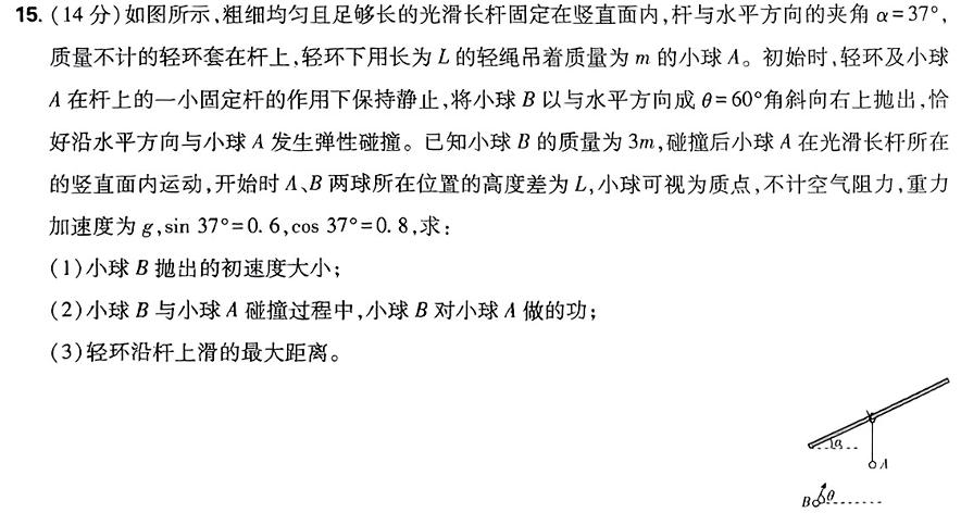 甘肃省武威市凉州区2024-2025学年高三第一次质量检测考试(物理)试卷答案