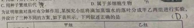 江西2024年初中学业水平考试原创仿真押题试题卷六6生物