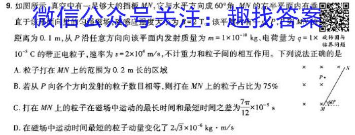 陕西省2023-2024学年九年级最新中考适应卷 6L SX物理试题答案