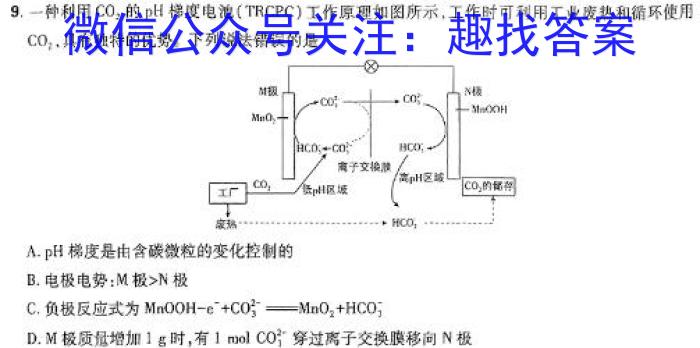 2024年秋季鄂东南省级示范高中教育教学改革联盟学校高二起点考试化学