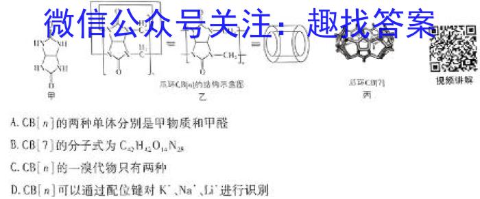 广西省2024届“贵百河”4月高三质量调研联考试题数学