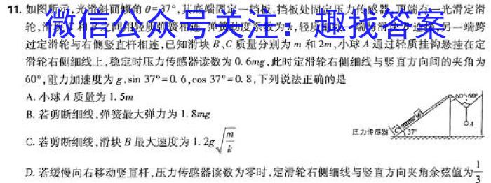 阜阳市2023-2024学年第二学期高一年级期末考试物理试题答案