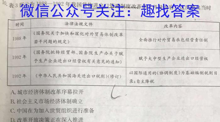 湖北省武昌区2024届高三年级上学期期末质量检测历史试卷答案