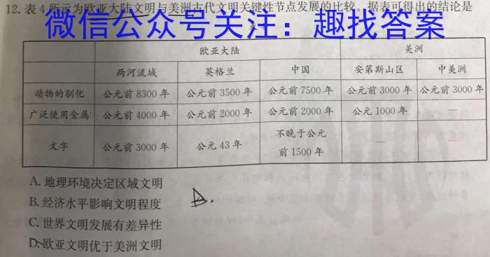 哈三中2023-2024学年度下学期高二第一次验收考试历史试卷答案