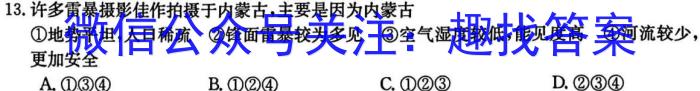 2024届陕西省考前冲刺(9199C-SN)(5月)地理试卷答案