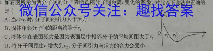 安徽省2023~2024学年度届九年级阶段质量检测 R-PGZX D-AH♯物理试卷答案