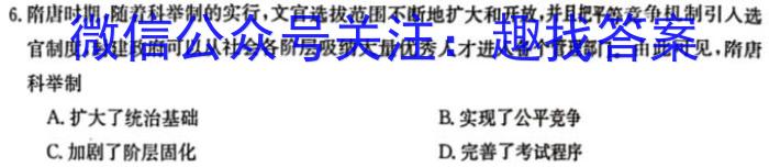 湖南省邵阳市2024届高三上学期期末考试历史试卷答案