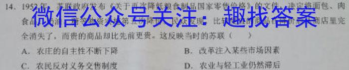 天一大联考 2024届安徽省普通高中高三春季阶段性检测历史