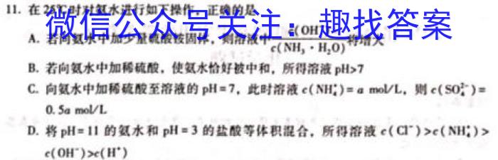 q河南省永城三高2023~2024上学期高三期末考试(243559D)化学