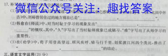 陕西省2024年普通高等学校招生全国统一考试 模拟测试(◇)语文