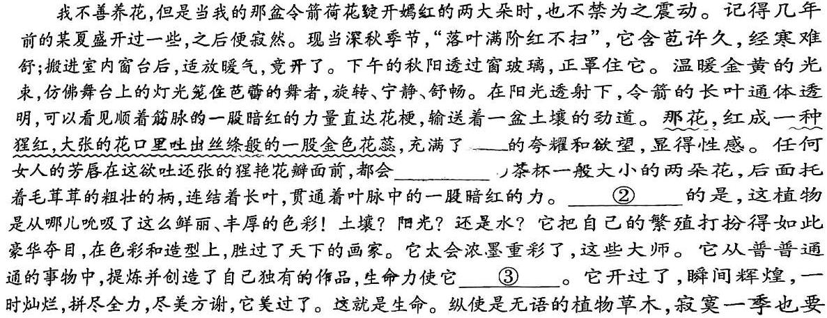 [今日更新]河北省2023-2024学年高二(下)质检联盟第三次月考(24-504B)语文试卷答案