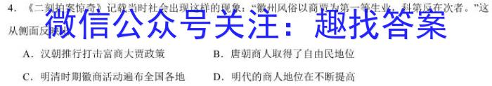 江西省2023-2024学年度下学期九年级阶段性学情评估历史