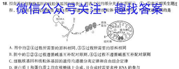 2023-2024学年青海省高一试卷1月联考(※)生物学试题答案