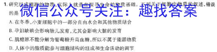 江西省2024年初中学业水平考试样卷试题卷(一)1数学