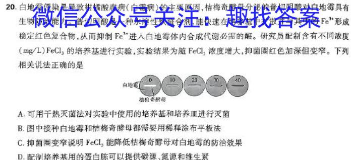 衡水金卷先享题调研卷2024答案(广东专版四生物学试题答案