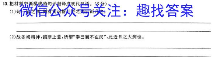 白水县2024年初中学业水平考试模拟卷(三)语文