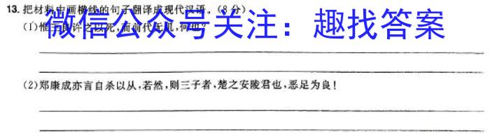 2024年山东省临沂市2021级高三普通高中学科素养水平监测试卷(2024.1)语文