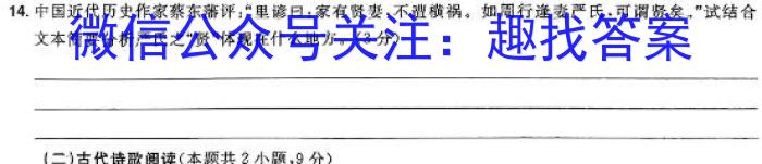 2023年陕西省九年级教学质量检测(☆)/语文