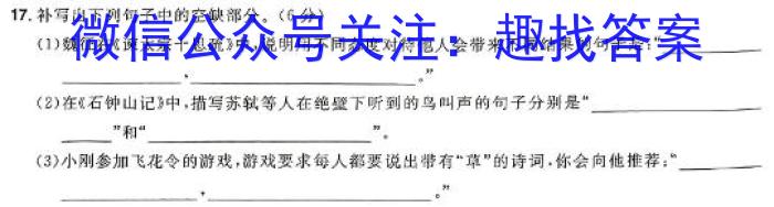 河北省沧衡名校联盟高三年级2023-2024学年上学期期末联考/语文