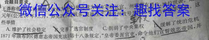 湖南省2024届高三年级上学期1月联考历史试卷答案