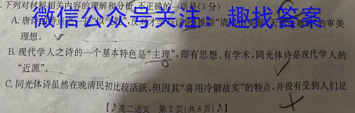 2024届皖江名校联盟高三下学期4月联考[F-024]语文