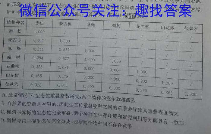 安徽省2023-2024学年度八年级第一学期期末教学质量检测生物学试题答案