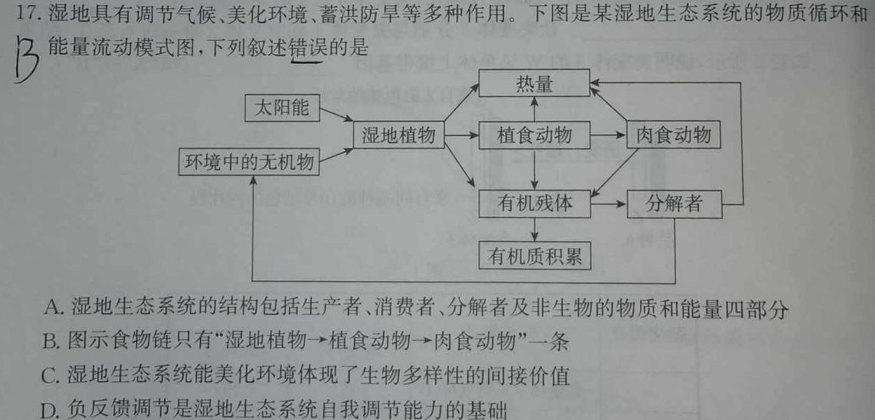 智ZH 河南省2024年中招模拟试卷(七)7生物