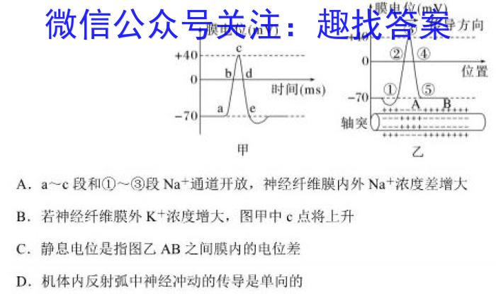 陕西省永寿县2023-2024学年度第二学期九年级质量调研监测A生物学试题答案