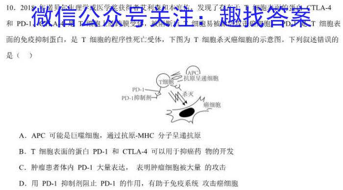 天壹三湘名校教育联盟·2025届高三第一次大联考生物学试题答案