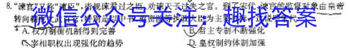 安徽省2024年秋学期九年级期末检测卷历史试卷答案